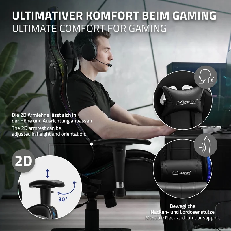 Gaming Stuhl PVC-Leder RGB