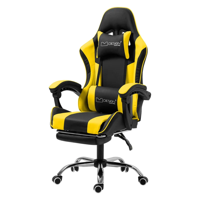 Massage Gaming Stuhl Schwarz/Gelb aus PU-Leder ML-Design