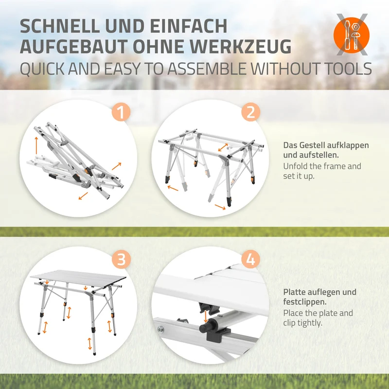 Campingtisch faltbar 90x51,5 cm aus Aluminium ML-Design