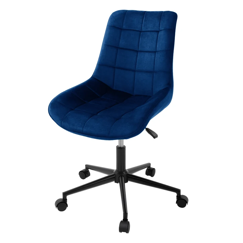 Bürostuhl auf Rollen Blau mit Samtbezug und Metallgestell ML-Design