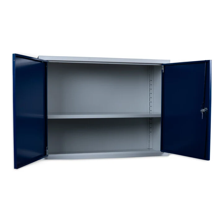 B-Ware Stier Wandschrank Aufbewahrung Werkzeugschrank abschließbar blau grau 60x80cm
