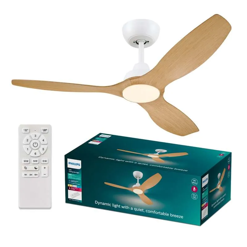B-Ware Philips Olas Deckenventilatorleuchte 52' 35W 3 Flügel Fernbedienung dimmbar