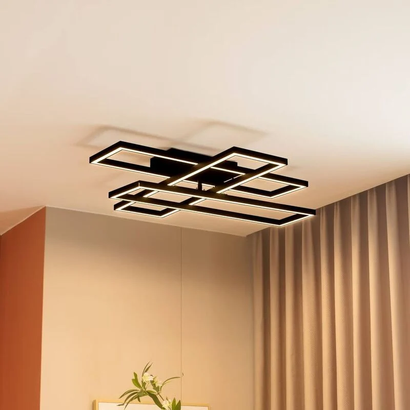 B-Ware Lucande Deckenlampe Tjado LED Lampe Leuchte dimmbar schwarz 94cm lang Metall