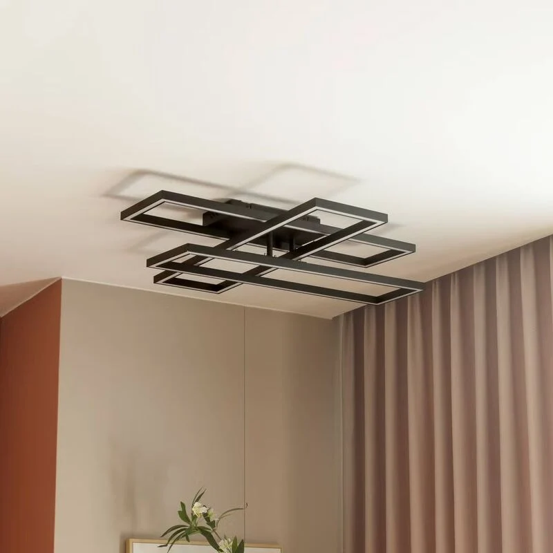 B-Ware Lucande Deckenlampe Tjado LED Lampe Leuchte dimmbar schwarz 94cm lang Metall