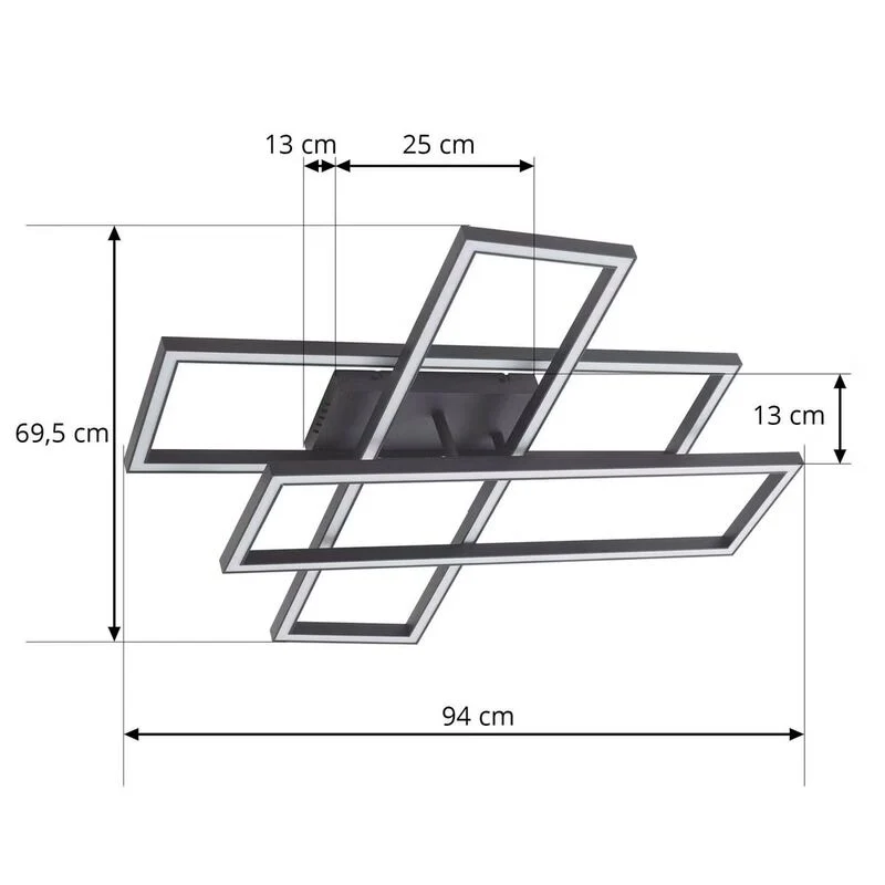 B-Ware Lucande Deckenlampe Tjado LED Lampe Leuchte dimmbar schwarz 94cm lang Metall
