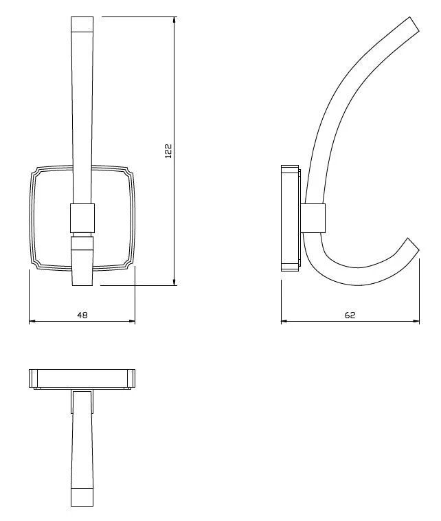 Doppelter Hut- und Mantelhaken - 122 mm - Mattgold
