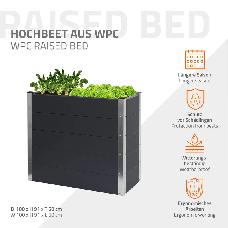 Hochbeet Athrazit aus WPC ML-Design