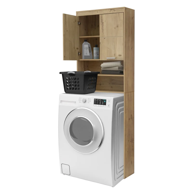 Waschmaschinenschrank Waschmaschinenregal mit 2 Türen & 2 Ablagen ML-Design