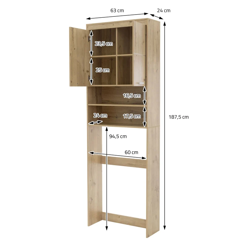 Waschmaschinenschrank Waschmaschinenregal mit 2 Türen & 2 Ablagen ML-Design