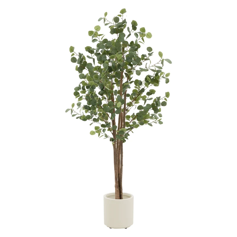 Künstlicher Eukalyptusbaum Kunstpflanze mit Naturholzstamm ML-Design