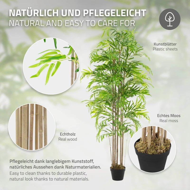 Künstlicher Bambus Kunstpflanze mit Echtholzstamm ML-Design