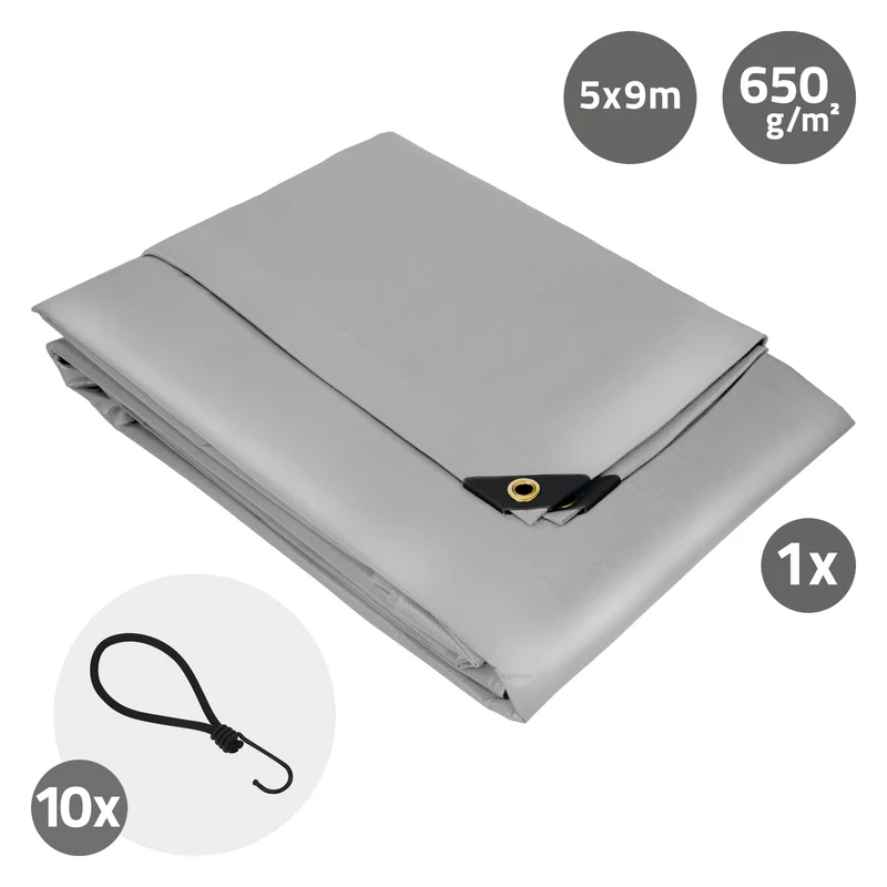 Abdeckplane Gewebeplane mit Ösen 650 g/m² Grau aus PVC