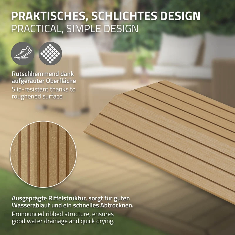 WPC Abschlussleiste 30x2x7,5 cm für WPC Bodenfliese gerade Teak ML-Design