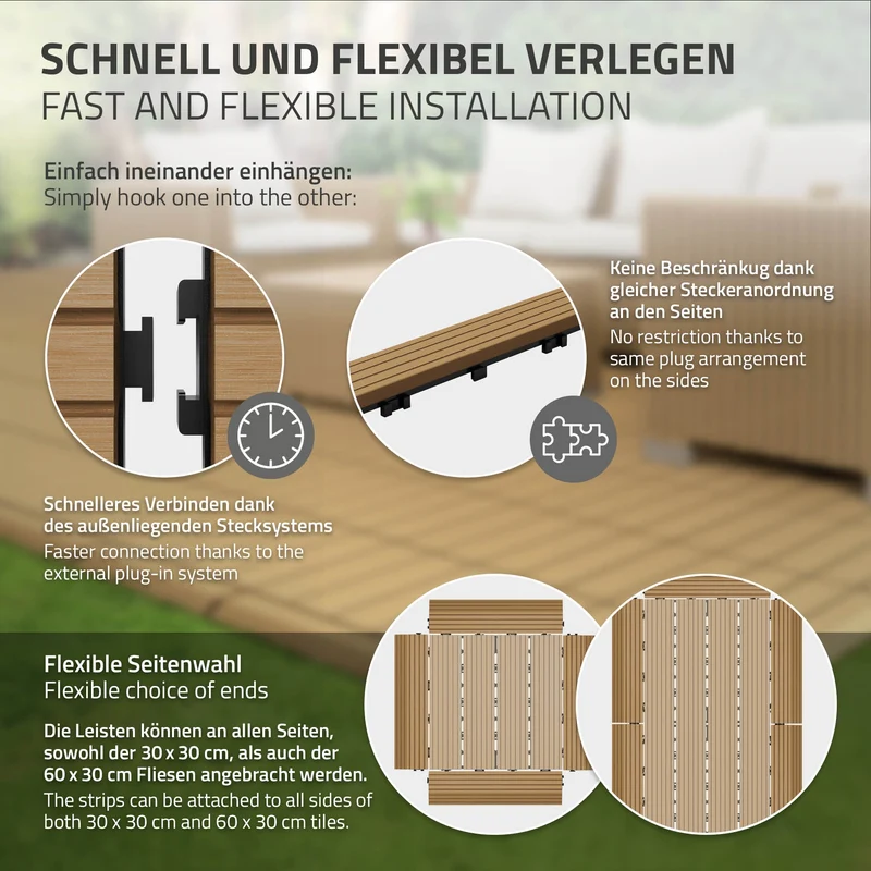 WPC Abschlussleiste 30x2x7,5 cm für WPC Bodenfliese gerade Teak ML-Design
