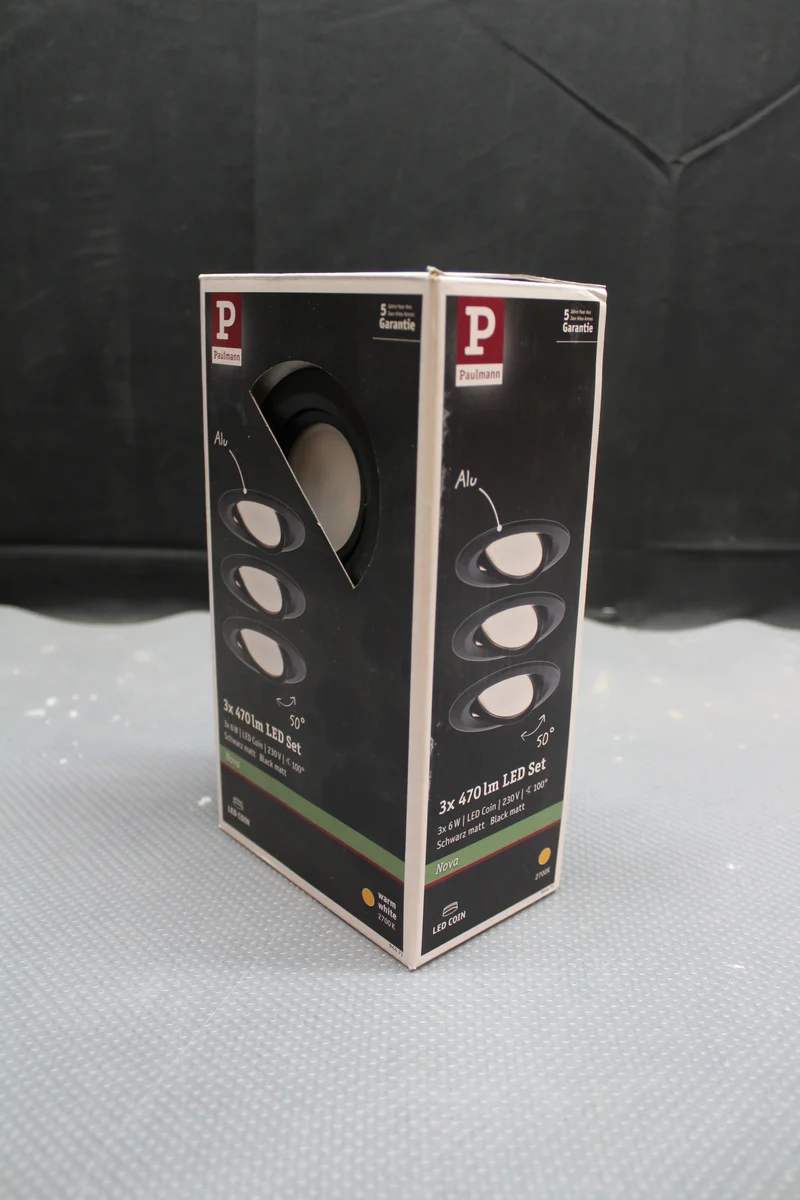 B-Ware Paulmann Einbaustrahler Nova Coin LED Spot 3er Set schwarz warmweiß 2700K