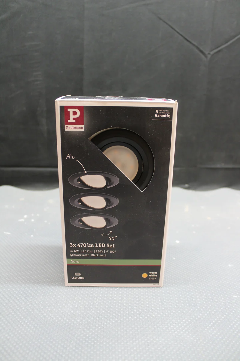 B-Ware Paulmann Einbaustrahler Nova Coin LED Spot 3er Set schwarz warmweiß 2700K