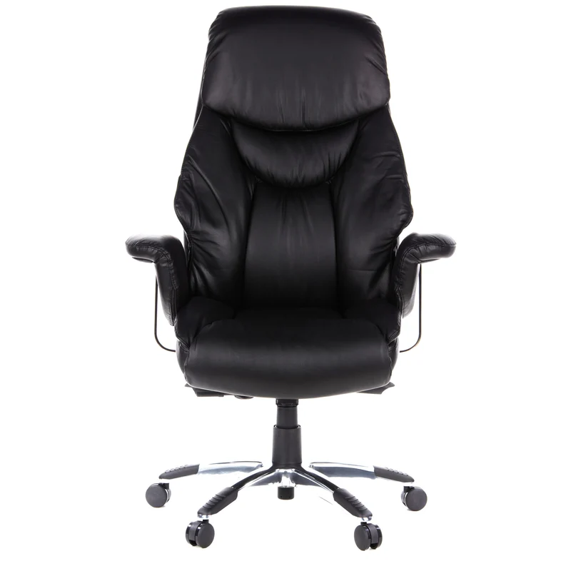 B-Ware hjh OFFICE Bürostuhl Chefsessel Stuhl Leder schwarz mit Armlehnen Teppichrollen