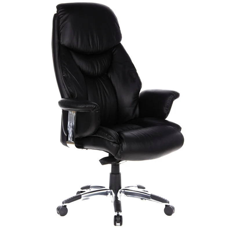 B-Ware hjh OFFICE Bürostuhl Chefsessel Stuhl Leder schwarz mit Armlehnen Teppichrollen