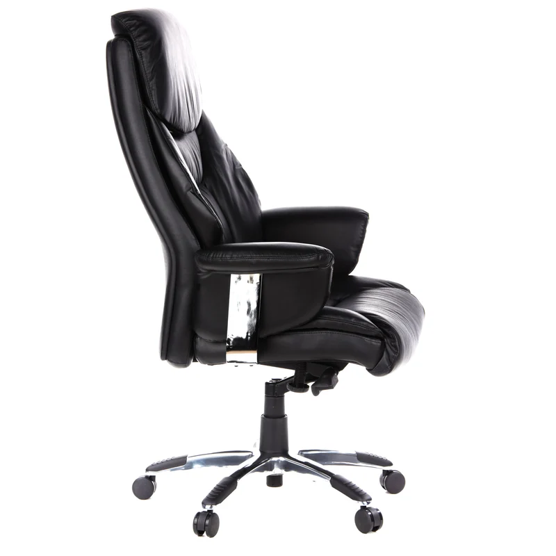 B-Ware hjh OFFICE Bürostuhl Chefsessel Stuhl Leder schwarz mit Armlehnen Teppichrollen