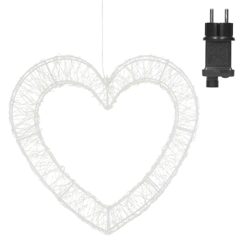 ECD Germany | LED Deko Herz mit Timer 720 LED 46 cm Metall Warmweiß Weihnachtsdeko Weihnachtsbeleuchtung Fensterdeko Weihnachten Lichterherz Außen