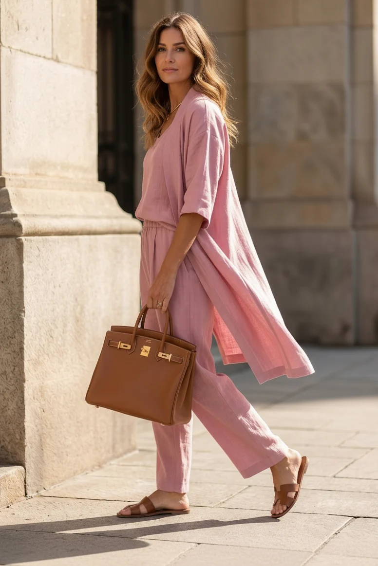 Chic Top and Pants Set with Coordinated Layering Piece