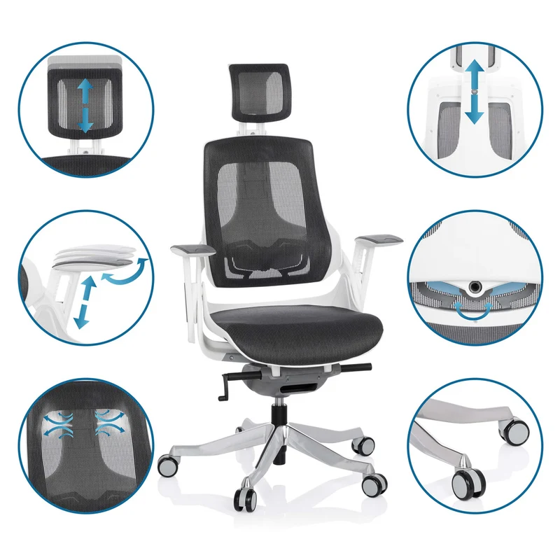 B-Ware hjh OFFICE Bürostuhl Drehstuhl SPEKTRE Netzstoff Grau Armlehnen