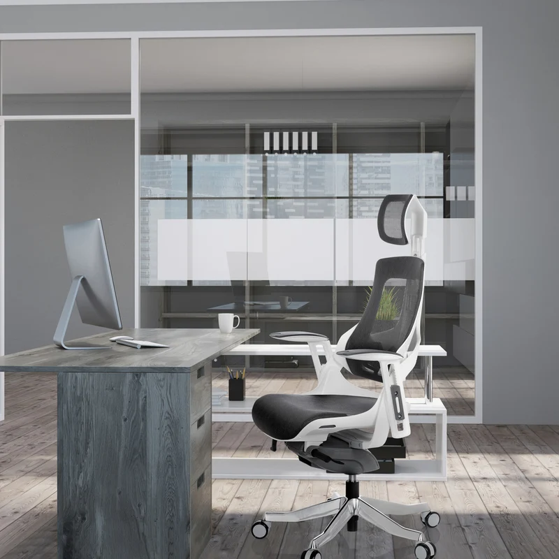 B-Ware hjh OFFICE Bürostuhl Drehstuhl SPEKTRE Netzstoff Grau Armlehnen