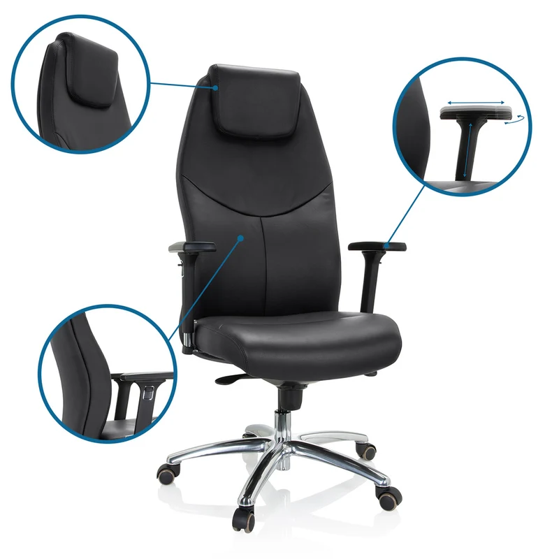 B-Ware hjh OFFICE Chefsessel Bürostuhl Leder schwarz FERRARA Ergonomie Armlehne 220kg