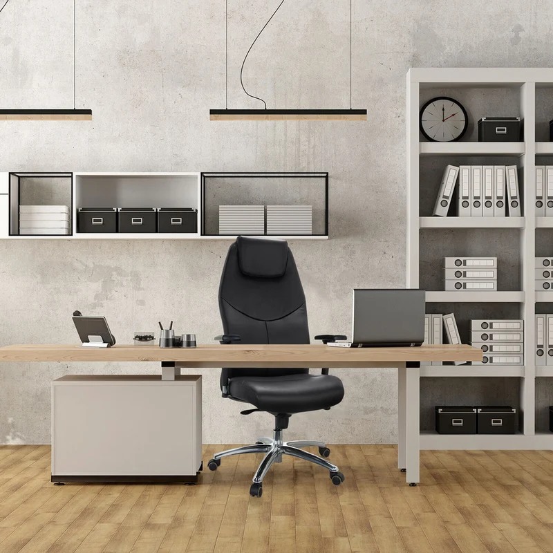 B-Ware hjh OFFICE Chefsessel Bürostuhl Leder schwarz FERRARA Ergonomie Armlehne 220kg