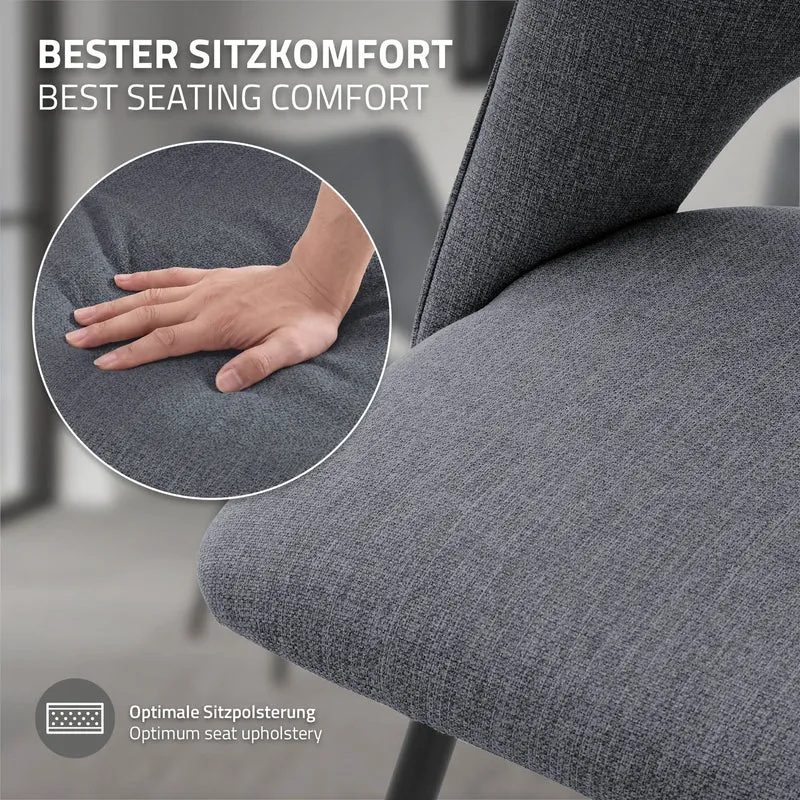 Esszimmerstuhl 2er Set Grau gepolstert inkl. Montagematerial Polsterstuhl Küchenstuhl ML-Design