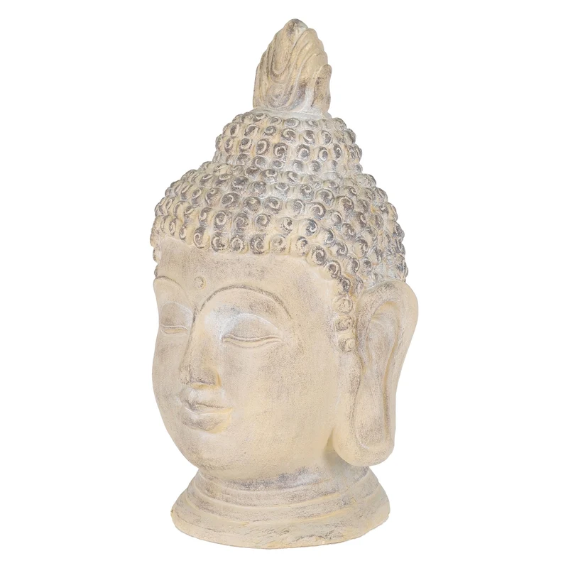 ECD Germany | Buddha Kopf Figur aus Kunststein Asien Dekorationsobjekt für Haus und Garten