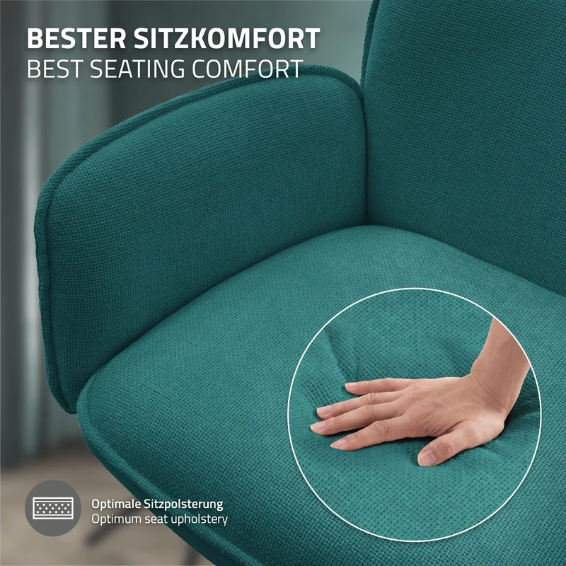 Esszimmerstuhl 4er Set drehbar Petrol mit Rücken- und Armlehne bis 120 kg ML-Design