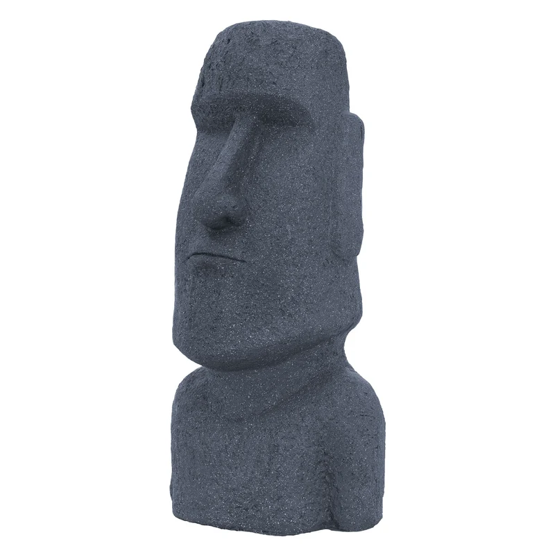 ECD Germany | Moai Rapa Nuil Kopf Figur aus wetterfestem Kunstharz Polyresin, Osterinsel Statue