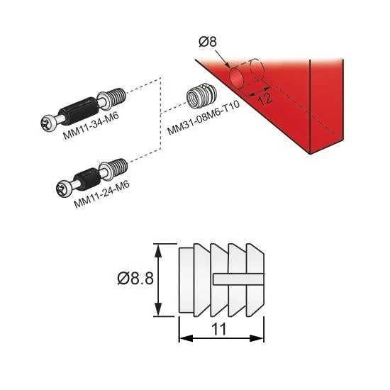 Gewindeeinsatz M10 - Weiß - 100 Stk