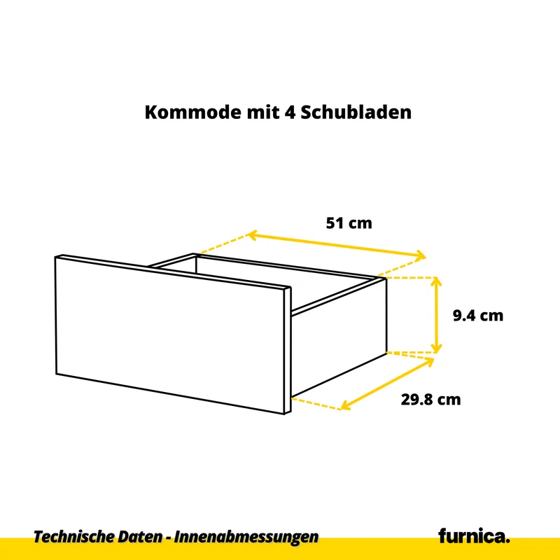 GABRIEL - Kommode / Sideboard mit 10 Schubladen (6+4) - Weiß Matt H92/70cm B160cm T33cm
