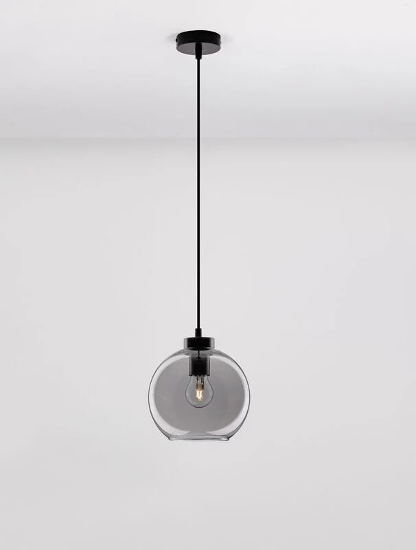 B-Ware Nova Luce Pendelleuchte Hängeleuchte PALMER E27 LED Schwarz dimmbar Glas Ø 20cm