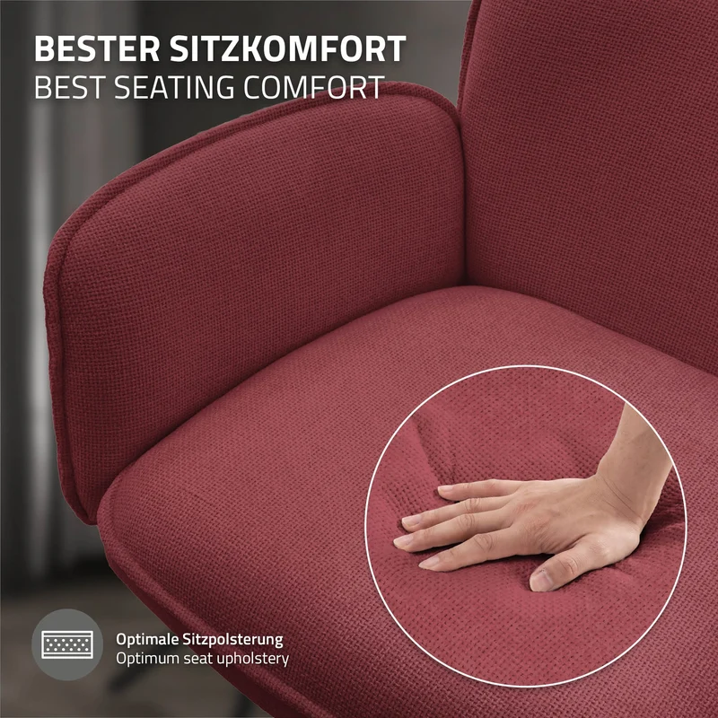 Esszimmerstuhl 6er Set drehbar Rot mit Rücken- und Armlehne bis 120 kg ML-Design