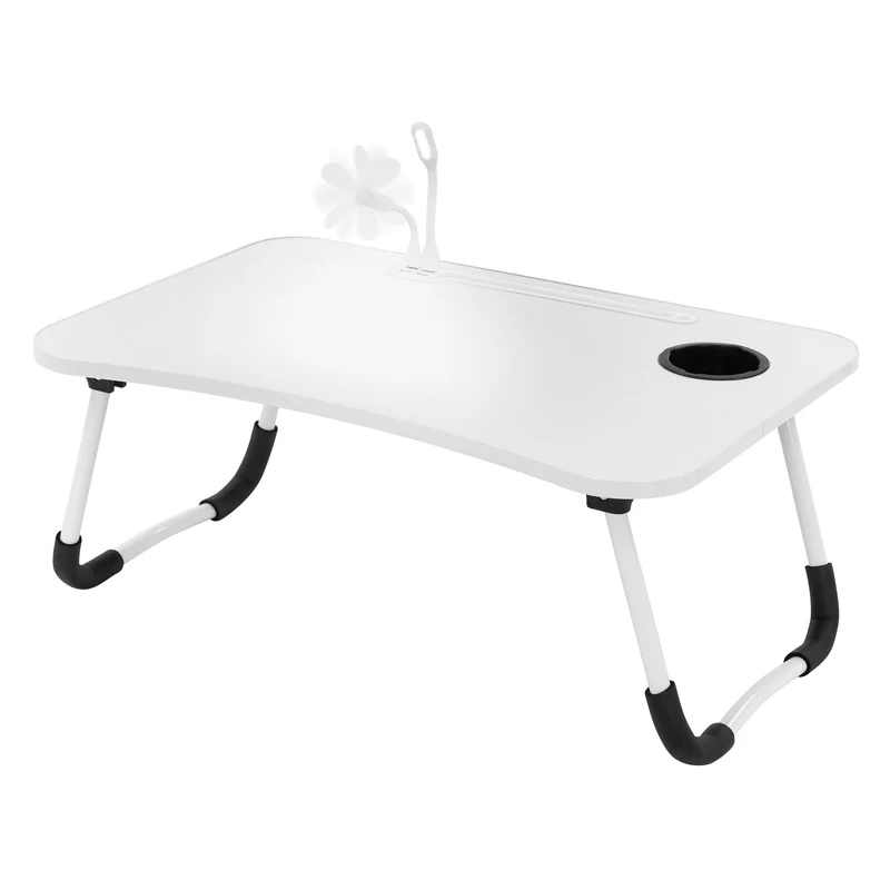 ML-Design | Laptoptisch mit USB-Ports klappbar 60x40 cm aus MDF inkl. USB Lampe und Ventilator