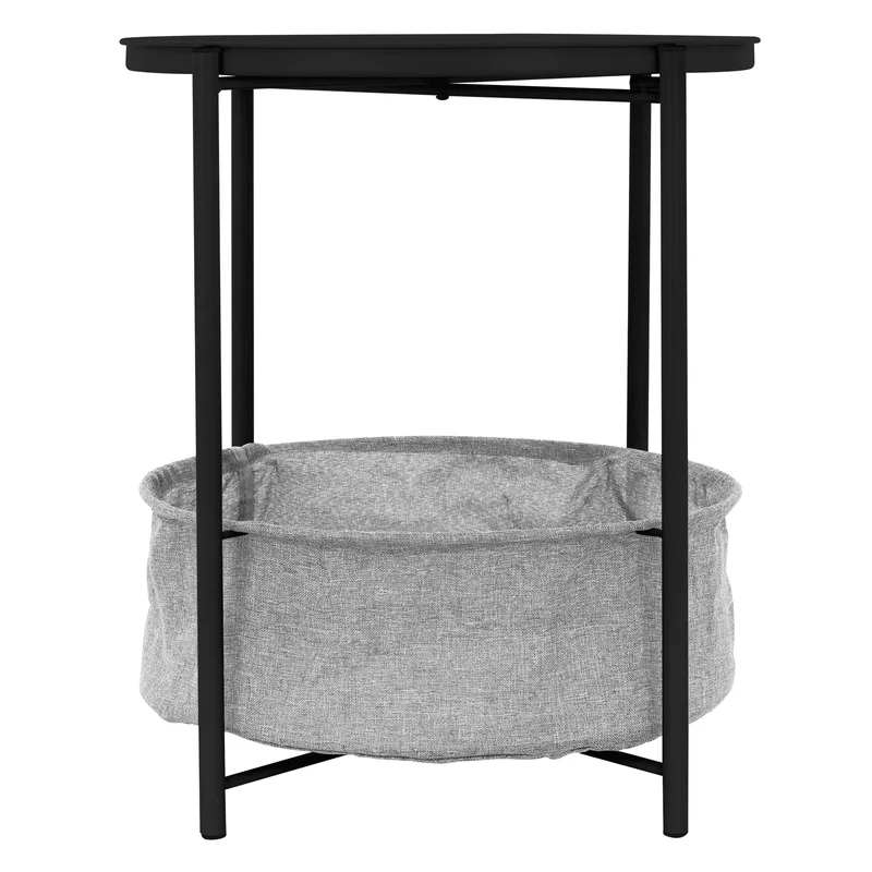 ML-Design | Beistelltisch rund Ø 46x51 cm aus Metall, Sofatisch inkl. Tablett und Stoffkorb mit Stauraum