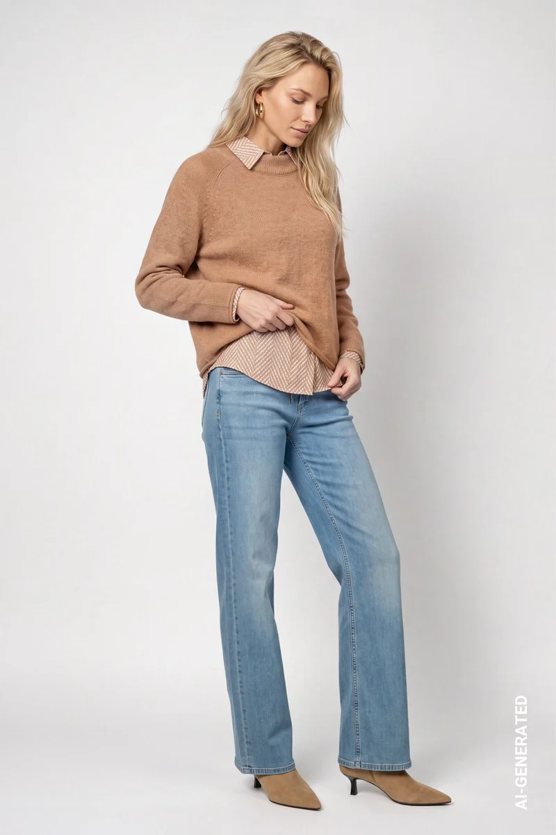 Flauschiger Strickpullover mit Rollsaum