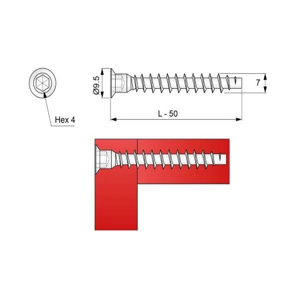Möbelschraube - 7.0x50mm