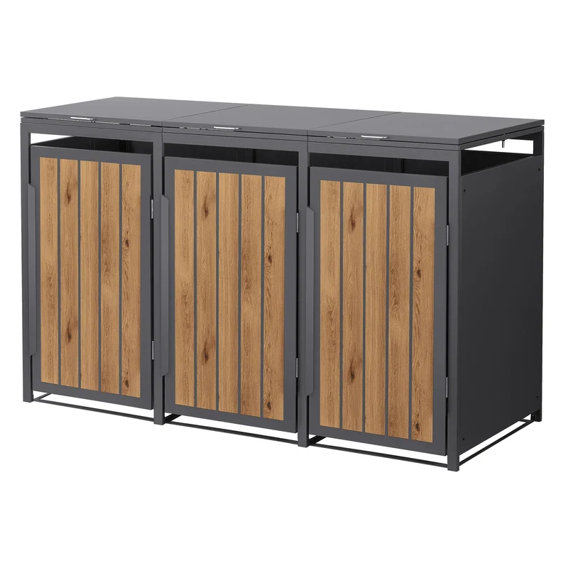 Mülltonnenbox Mülltonnenverkleidung Streben Design für bis zu 4 Tonnen je 240L aus Stahl