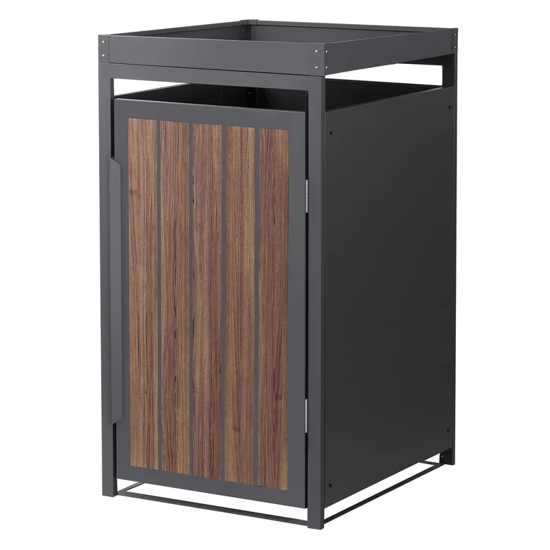 Mülltonnenbox Mülltonnenverkleidung Streben Design mit Pflanzdach für bis zu 4 Tonnen je 240L aus Stahl