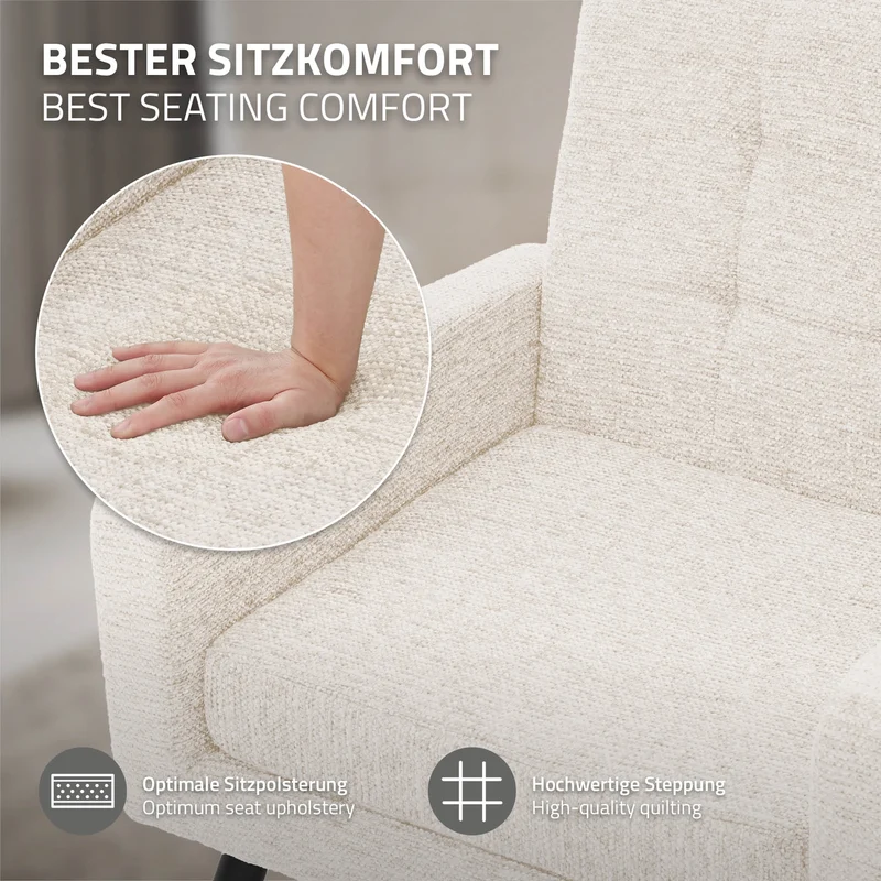 ML-DESIGN | Sessel mit Armlehnen 66,5x80x63,5 cm Stahlgestell/Webstruktur Beige Relaxsessel Lesesessel Polstersessel Fernsehsessel für Wohnzimmer