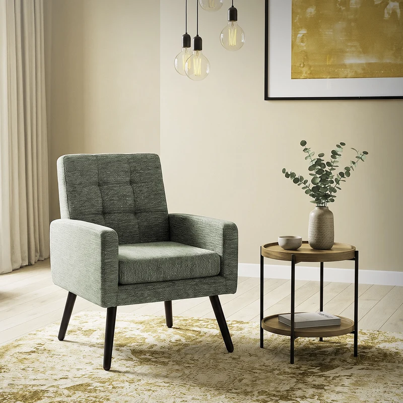 ML-DESIGN | Sessel mit Armlehnen 66,5x80x63,5 cm Stahlgestell/Webstruktur Grün Relaxsessel Lesesessel Polstersessel Fernsehsessel für Wohnzimmer