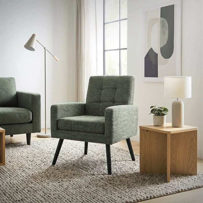 ML-DESIGN | Sessel mit Armlehnen 66,5x80x63,5 cm Stahlgestell/Webstruktur Grün Relaxsessel Lesesessel Polstersessel Fernsehsessel für Wohnzimmer
