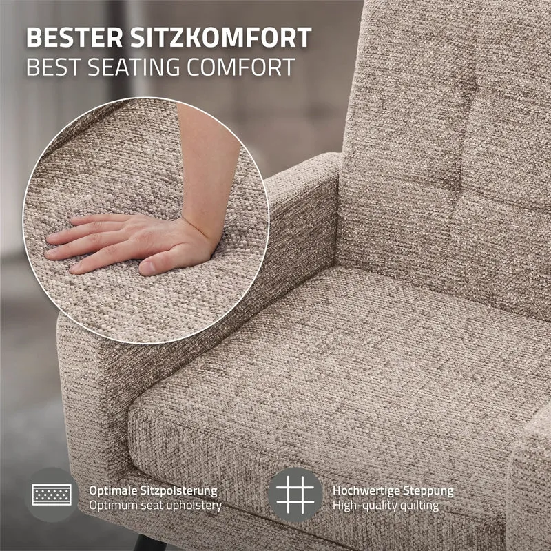ML-DESIGN | Sessel mit Armlehnen 66,5x80x63,5 cm Stahlgestell/Webstruktur Braun Relaxsessel Lesesessel Polstersessel Fernsehsessel für Wohnzimmer
