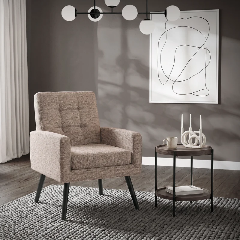 ML-DESIGN | Sessel mit Armlehnen 66,5x80x63,5 cm Stahlgestell/Webstruktur Braun Relaxsessel Lesesessel Polstersessel Fernsehsessel für Wohnzimmer