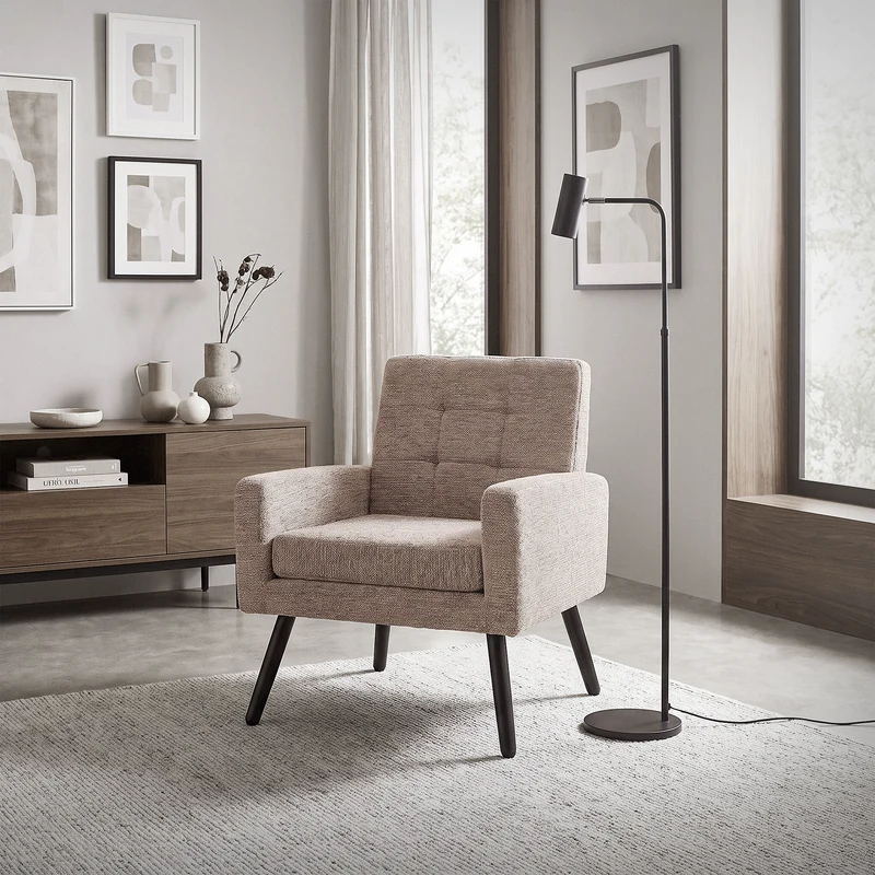 ML-DESIGN | Sessel mit Armlehnen 66,5x80x63,5 cm Stahlgestell/Webstruktur Braun Relaxsessel Lesesessel Polstersessel Fernsehsessel für Wohnzimmer