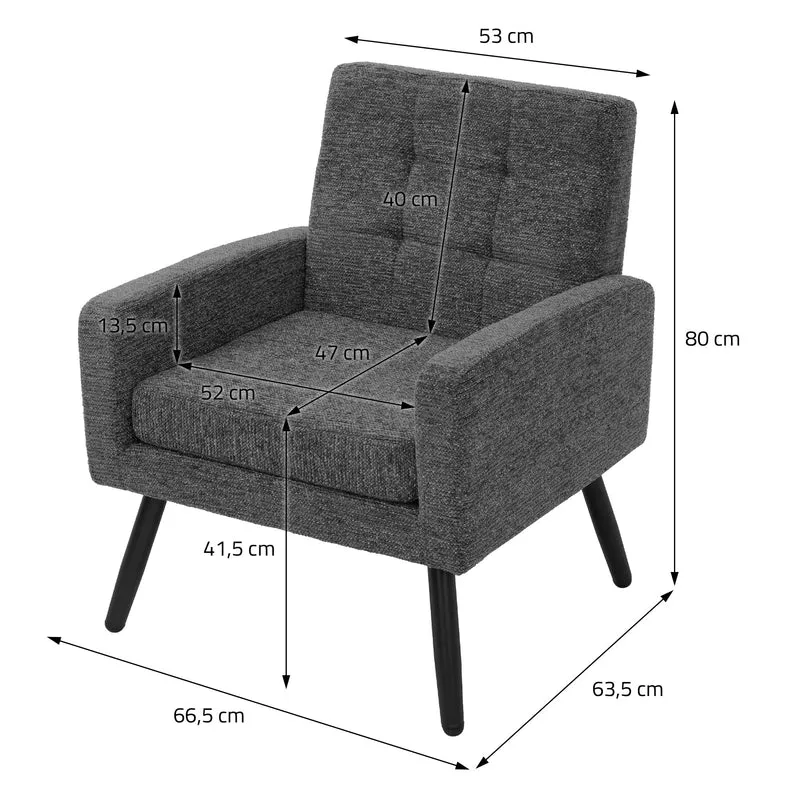 ML-DESIGN | Sessel mit Armlehnen 66,5x80x63,5 cm Stahlgestell/Webstruktur Anthrazit Relaxsessel Lesesessel Polstersessel Fernsehsessel für Wohnzimmer